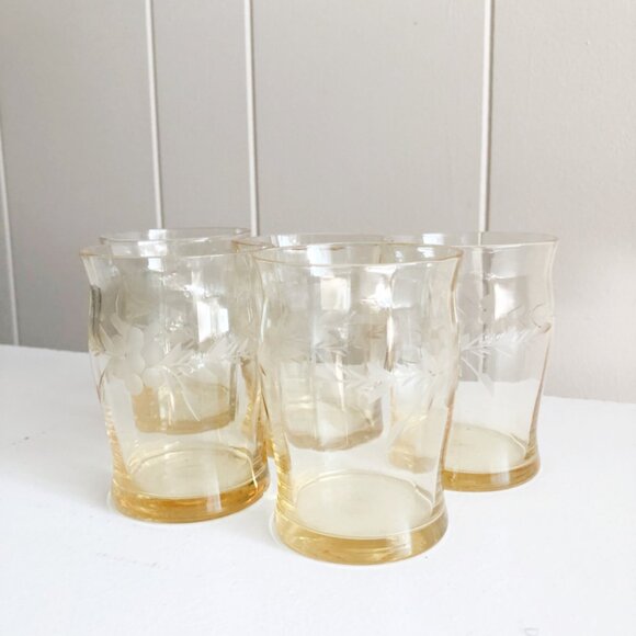 Yellow Depression Era Juice Glasses - Picture 4 of 8